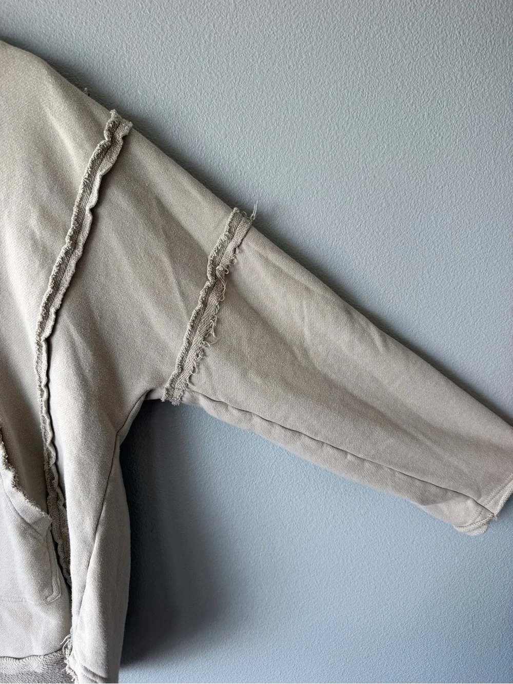 Natural Life tan cotton oversized raw hems Weekend hoodie Women’s sz L/XL - Picture 2 of 8
